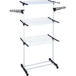 Wasrek/droogrek 80 x 57 x 165 cm zwart/wit - Droogrekken