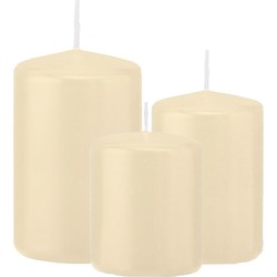 Stompkaarsen set van 6x stuks creme wit 8-10-12 cm - Stompkaarsen