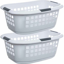 5Five Wasmand extra groot - 2x - wit - kunststof - 51L - 67 x 47 x 27 cm - Wasmanden
