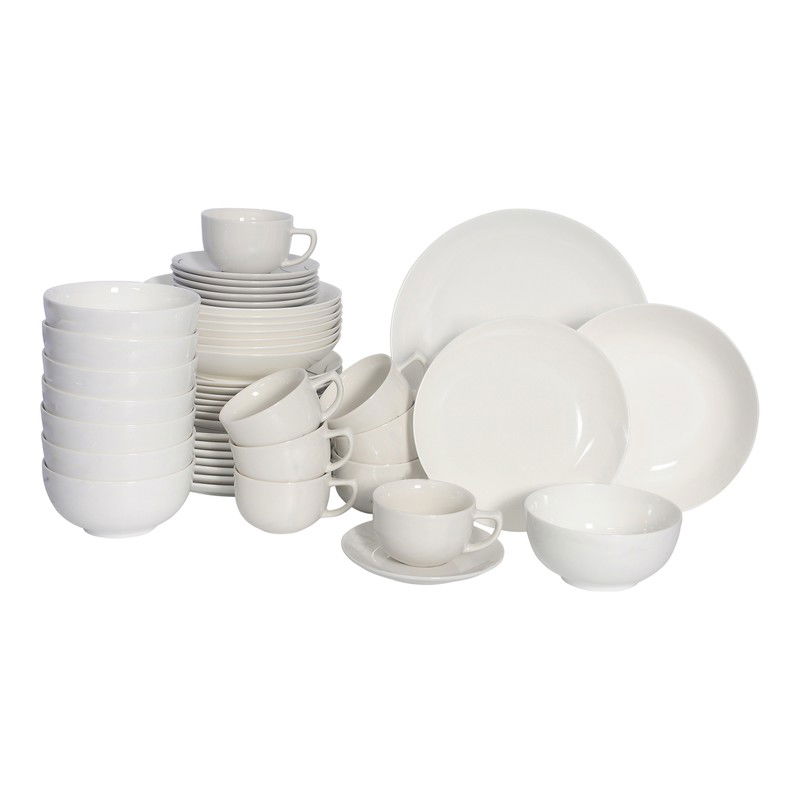 Luzzo® Cardiff Serviesset 8 persoons - 48 delig servies - Wit Porselein - 