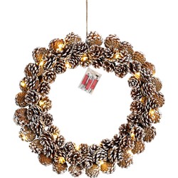 House of Seasons Kerstkrans met LED Verlichting - Ø48 cm - Bruin