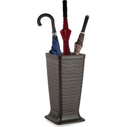 Plasticforte Paraplubak/parapluhouder Waves - bruin - glad kunststof - D26 x H52 cm - hoge voet - Paraplubakken