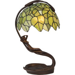 LumiLamp Tiffany Tafellamp  28x20x41 cm Groen Metaal Glas Tiffany Bureaulamp