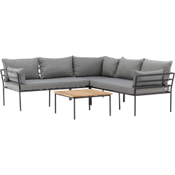 Connor 2 delige tuin loungeset grijs - met zitkussens