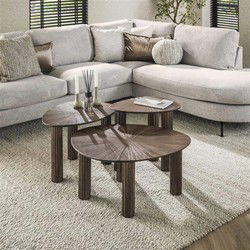 Hoyz Collection - Bijzettafel Driehoek Maya Teak - Teak Rust Brown - Set van 3