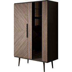 Meubella - Vitrinekast Pedro - Donker eiken - Zwart eiken - 90 cm