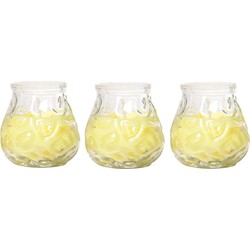 Citronella lowboy tafelkaars - 3x - 7 cm - 17 branduren - citrusgeur - geurkaarsen