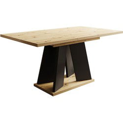 Meubella - Eetkamertafel Matrix - Eiken - Zwart - 160 cm - Uitschuifbaar