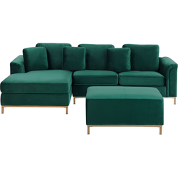 OSLO - Hoekbank met ottomaan - Groen - Rechterzijde - 270 cm - Fluweel