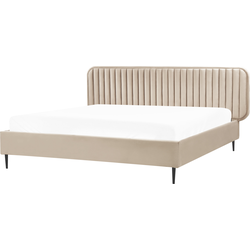 Beliani BRIN - Tweepersoonsbed-Beige-Fluweel