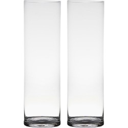 Set van 2x stuks transparante home-basics cylinder vorm vaas/vazen van glas 50 x 15 cm - Vazen