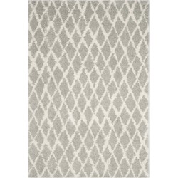 Safavieh Moroccan Shaggy Indoor Woven Area Rug, Berber Shag Collection, BER163, in Light Grey & Cream, 155 X 229 cm