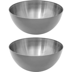 Set van 2x stuks - Slakom/serveer schaal- rvs metaal - D29 cm - Saladeschalen