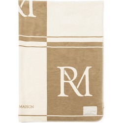 Riviera Maison Plaid, Decoratief kleed, ruiten print - RM Classic Monogram, Deken 180x150 - Bruin, Beige