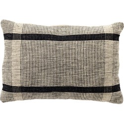 Dutch Decor MIKE - Sierkussen 40x60 cm 80% gerecycled katoen - Raven - zwart wit geruit - Dutch Decor