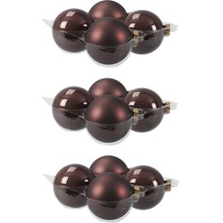 16x stuks glazen kerstballen donkerbruin (chestnut) 10 cm mat/glans - Kerstbal