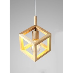 Groenovatie Houten Design Hanglamp, E27 Fitting, 20x16cm, Naturel