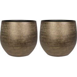 Steege Plantenpot - 2x - modern design - goudkleurig - 32 x 36 cm - Plantenpotten