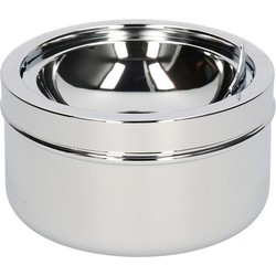 Ronde tuin/terras asbak met klep 11 cm zilver - Asbakken