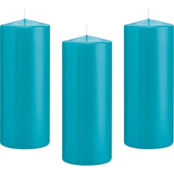 8x Kaarsen turquoise blauw 8 x 20 cm 119 branduren sfeerkaarsen - Stompkaarsen