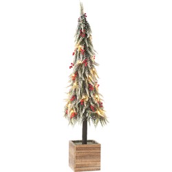 J-line - Kerstboom+led Kunststof Sneeuw Groen/rood Extra Large - 22x22x95cm