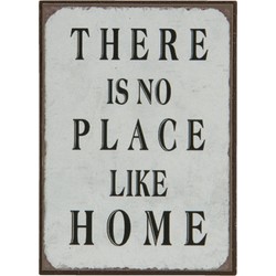 Clayre & Eef Decoratie Magneet  5x1x7 cm Wit Zwart Metaal Rechthoek No Place Like Home Koelkast Magneet