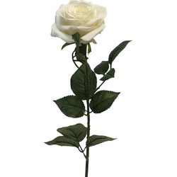 Bellatio Design Kunstbloem Roos Dijon - 64 cm - creme - zijde - Kunstbloemen
