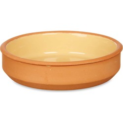 Set 4x tapas/creme brulee serveer schaaltjes terracotta/geel 16x4 cm - Snack en tapasschalen