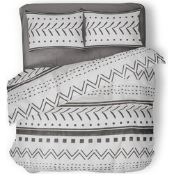 Charm & Co Ethnic Dekbedovertrek - Tweepersoons - 200x200/220cm - Katoen Blended Dekbedovertrek - Grijs