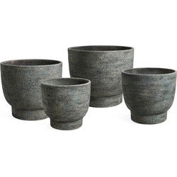 PTMD Pride Green GRC Pot Round On Foot Set Of 4