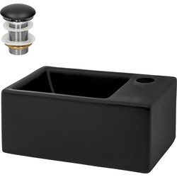 Wastafel incl. afvoergarnituur zwart zonder overloop 35,5x20,5x12,5 cm zwart keramiek ML design