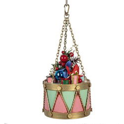 Clayre & Eef Decoratie Beeld Trommel Roze Metaal