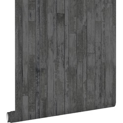 ESTAhome behang vintage sloophout planken zwart en bruin - 53 cm x 10,05 m - 128841