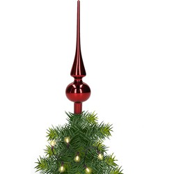 Glazen kerstboom piek/topper bordeaux rood glans 26 cm - kerstboompieken