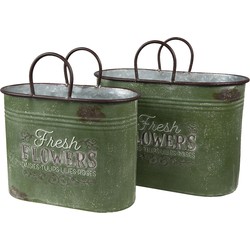 Clayre & Eef Bloempot  Groen Bruin Metaal Fresh Flowers Bloempot binnen