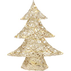 Countryfield decoratie kerstboompje - goud - met verlichting - H35 cm - Kunstkerstboom