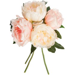 Atmosphera boeket van pioenrozen kunstbloemen - roze - hoogte 30 cm - lichtroze bloemen - Kunstbloemen