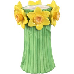 PTMD Vaas Flowy - 14x14x23 cm - Keramiek - Groen