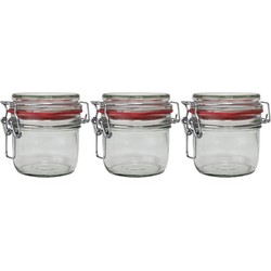 3x Glazen confituren pot/weckpot 200 ml met beugelsluiting en rubberen ring - Weckpotten