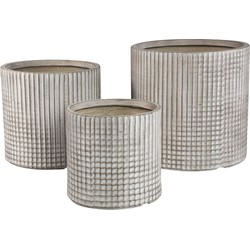 PTMD Bloempot Paizlie - 44x44x43 cm - Magnesium - Beige - Set van 3