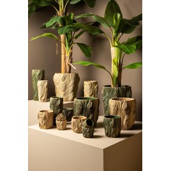 PTMD Bloempot Alexio - 20x20x45 cm - Cement - Creme