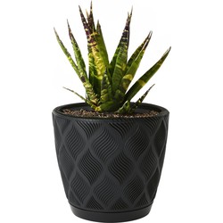 Form Plastic Plantenpot/bloempot New Age - kunststof - zwart - D15 x H14 cm - Plantenpotten