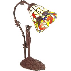 LumiLamp Tiffany Tafellamp  14x13x37 cm  Geel Bruin Kunststof Glas Tiffany Bureaulamp