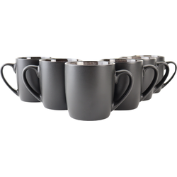 OTIX Koffiekopjes - Koffiemokken - Set van 6 - Koffietassen - Zwart - Mat - 350ml  - HADES