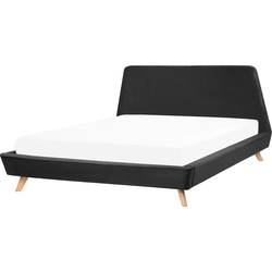 Beliani VIENNE - Tweepersoonsbed-Zwart-Fluweel