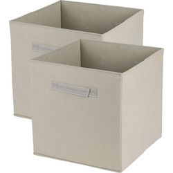 Urban Living Opbergmand/kastmand Square Box - 2x - karton/kunststof - 29 liter - naturel - 31 x 31 x 31 cm - Opbergmanden
