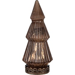 Clayre & Eef Kerstdecoratie met LED-verlichting Kerstboom Ø 7x16 cm Koperkleurig Glas