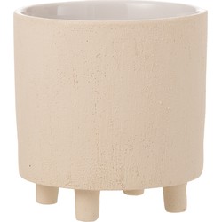 J-line - Bloempot Zand Keramiek Beige Medium - 20.5x20.5x21.5cm