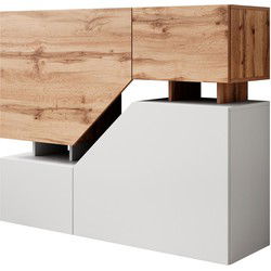 Meubella - Dressoir Canberra - Eiken - Wit - 120 cm