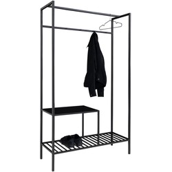 Vita Wardrobe - Wardrobe in black frame with two black shelves